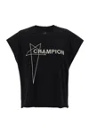 Rick Owens Champion X Owens Crew Neck Graphic Top In Black