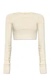 Rick Owens Hollywood Ls Crop T In Bianco