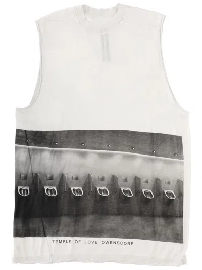 Rick Owens Jumbo Printed Cotton Jersey Tank Top In Neutral
