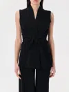 Rick Owens Sleeveless Wool Top With V-neck And Adjustable Front Ties In Black