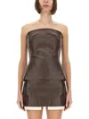 Rick Owens Brown Hollywood Bustier Denim Top In Brown