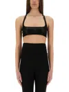 Rick Owens Square Neckline Cropped Fitted Sleeveless Racerback In Black