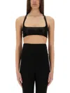 Rick Owens Square Neckline Cropped Fitted Sleeveless Racerback In Black