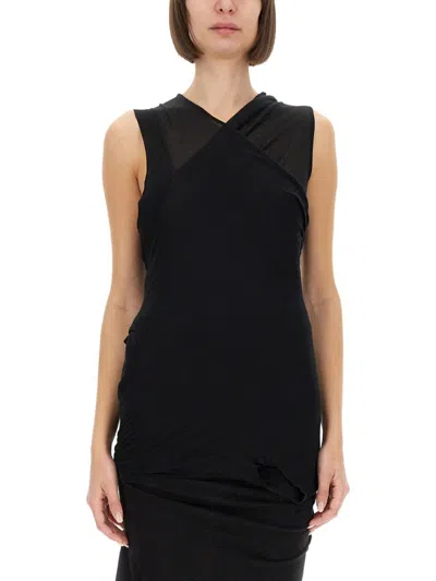 Rick Owens Top With Crossover In Black