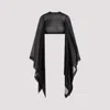 Rick Owens Black Cotton And Silk Crop Top Tops Black In Black