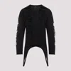 Rick Owens Black Virgin Wool Long-sleeve Top With Asymmetric Hem In Black