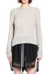 Rick Owens Concordians Hooded Rib Ls T In Gray
