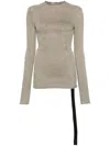 Rick Owens Grey Long Sleeve Denim T-shirt In Grey