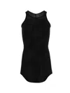 Rick Owens Black Tank Top With Curved Hem In Cotton Man