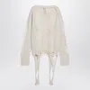 Rick Owens Torn Ivory Sweater In In White