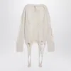 Rick Owens Torn Ivory Sweater In Wool In Neutral
