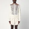 Rick Owens Torn Ivory Sweater In Wool In White