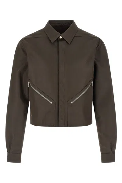 Rick Owens Tour Alice Cropped Shirt Jacket In Brown