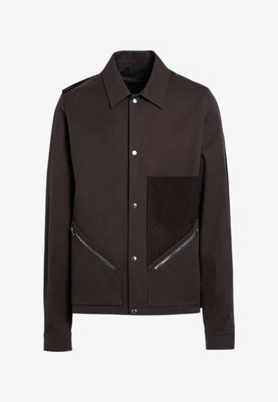 Rick Owens Tour Long-sleeved Overshirt In Dark Brown