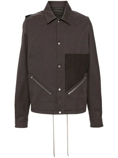 Rick Owens Cotton Felt-patch Jacket In Brown