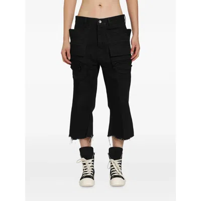 Rick Owens Tower Bolan Cargo Cropped Jeans In Black