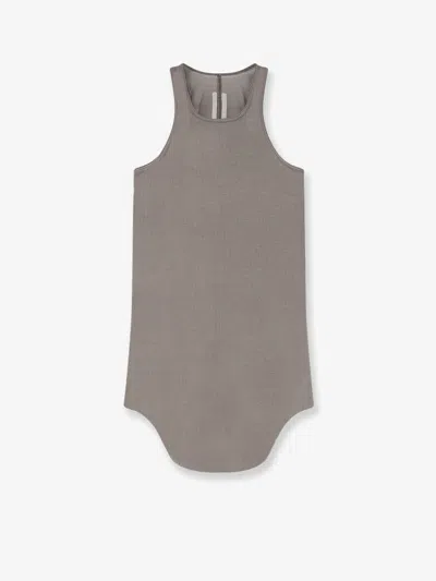 Rick Owens Tower Cotton And Silk Blend Tank Top In Gray