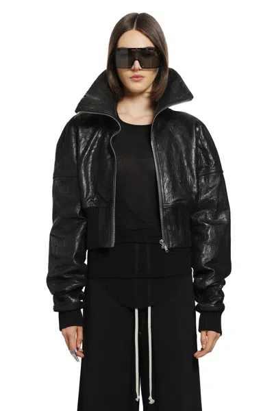 Rick Owens Tower Dracuflight Cropped Bomber In Black