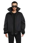 Rick Owens Black Rain Bomber Jacket With High Neck And Functional Pockets In Black