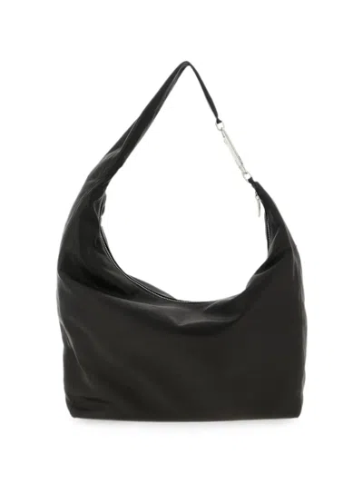 Rick Owens Tower Gemini Hammered Leather Shoulder Bag In Black