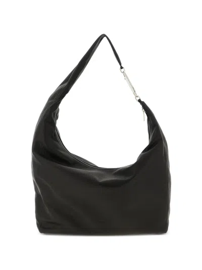Rick Owens Tower Gemini Hammered Leather Shoulder Bag In Black