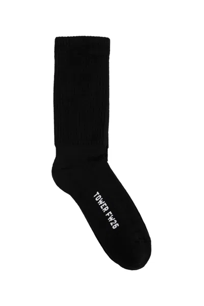 Rick Owens Tower Glitter Socks In Black