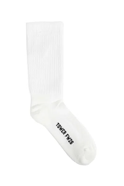 Rick Owens Tower Glitter Socks In White