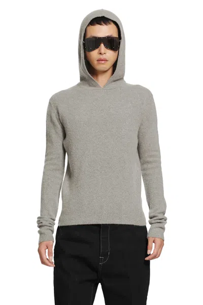 Rick Owens Tower Hooded Pulll In Felt Cashmere In Gray