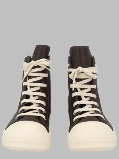 Rick Owens Tower Leather Sneaker With 3.5 Cm Sole In Brown