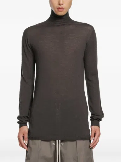 Rick Owens Tower Level Turtleneck Wool Sweater In Brown