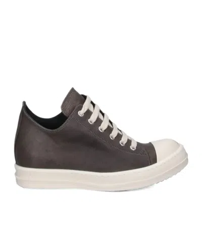 Rick Owens Tower Low Leather Low-top Sneakers In Blue