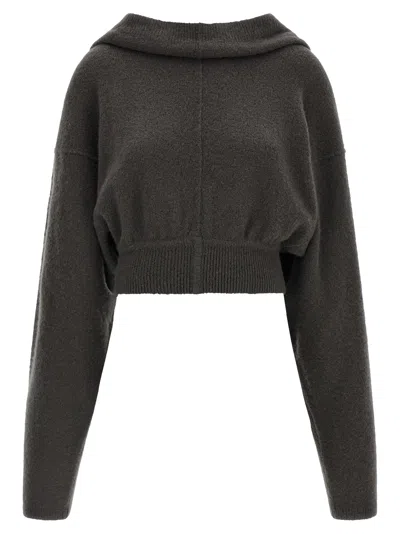 Rick Owens 'tower Pull' Hoodie In Gray