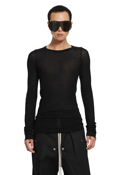 Rick Owens Tower Rib Ls T In Black