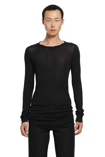 Rick Owens Tower Rib Ls T In Black