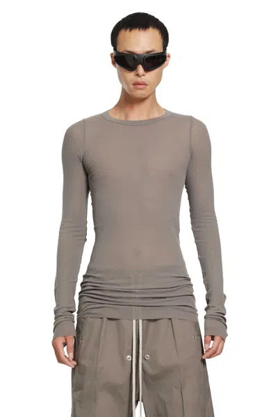 Rick Owens Tower Rib Ls T In Gray