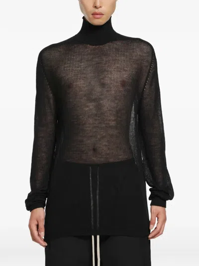 Rick Owens Tower Ribbed Cashmere Sweater In Black