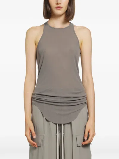 Rick Owens Tower Ribbed Cotton Tank Top In Gray