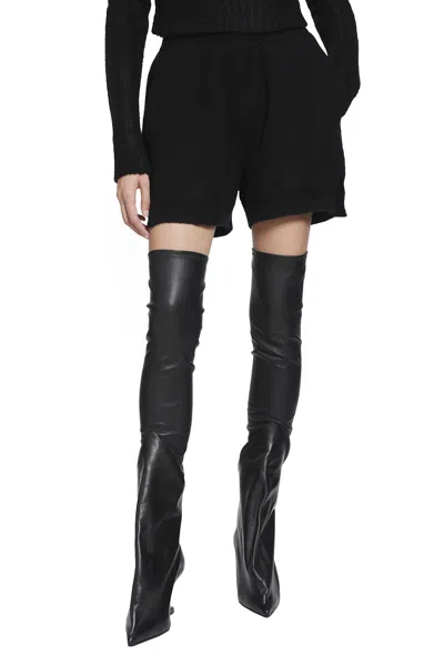 Rick Owens Tower Shorts In Felt Cashmere In Blue
