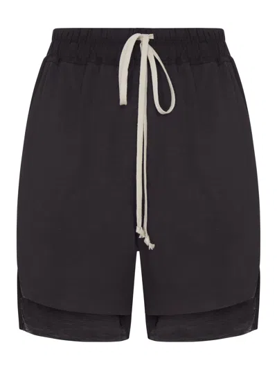 Rick Owens Tower Shorts In Wool And Silk Jersey In Brown