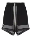 Rick Owens Layered Silk Bermudas With Sheer Panels In Black