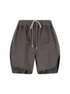 Rick Owens Straight Elastic Waistband Frayed Hem Shorts In Grey