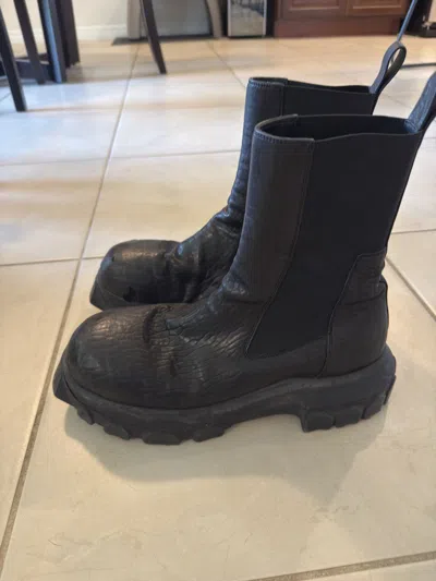 Pre-owned Rick Owens Tractor Boots In Black