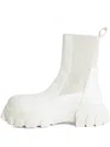 Rick Owens Beatle Bozo Tractor Genuine Calf Hair Chelsea Boot In White