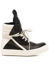 Rick Owens Black Concordians Geobasket Sneakers In Animal Print