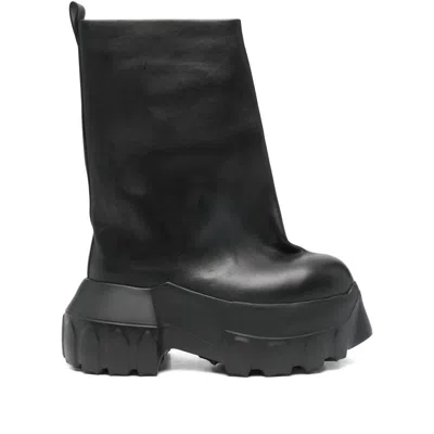 Rick Owens Black Hollywood Flared Mega Tractor Boots In 09 Black