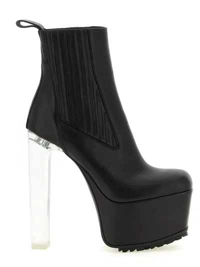 Rick Owens Transparent Block Heel Ankle Boot In Black