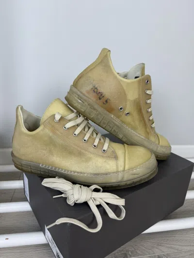 Pre-owned Rick Owens Transparent Leather Low Top Ramones Shoes In Sand