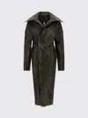 Rick Owens Belted Long Coat Wide Collar In Black