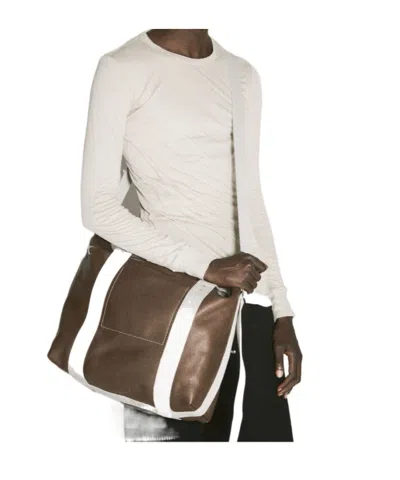 Rick Owens Trolley Leather Shoulder Bag In White