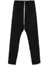 Rick Owens Slim Wool Trousers Drawstring In Black